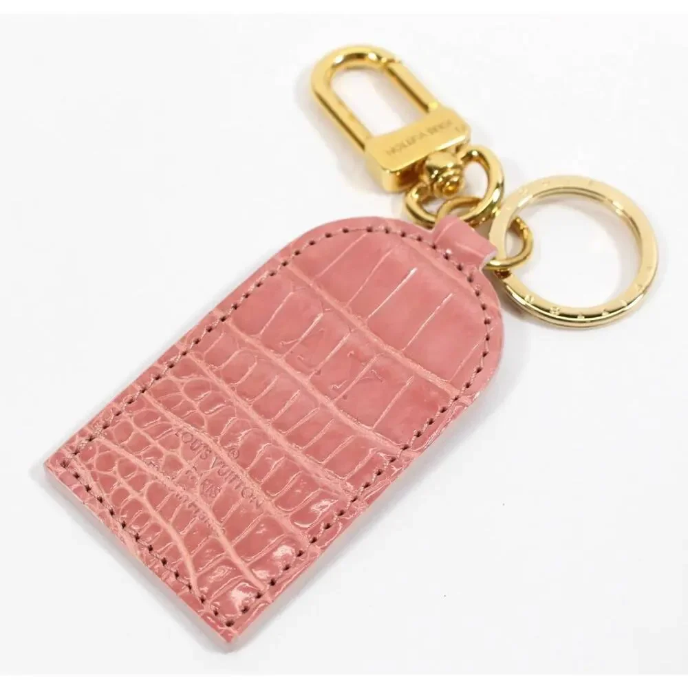 Louis Vuitton Pink Alligator Keychain Bag Charm Key Holder exotic LV Gold VIP